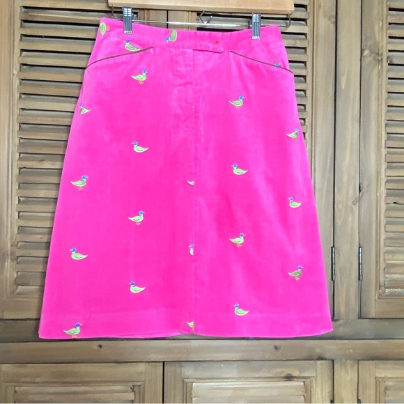Lilly Pulitzer 90’s white label ducks on pink corduroy A-line skirt size-4 - Picture 2 of 10